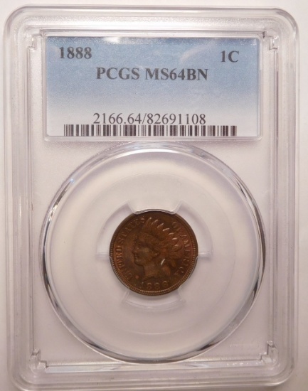 1888 INDIAN CENT PCGS MS-64 BROWN