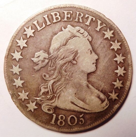 1805 DRAPED BUST HALF DOLLAR VF-30 OBV SCRATCH