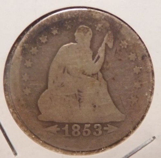 1853 ARROWS & RAYS SEATED QUARTER GOOD