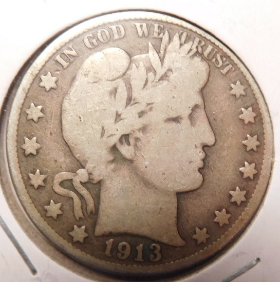 1913-D BARBER HALF DOLLAR VG