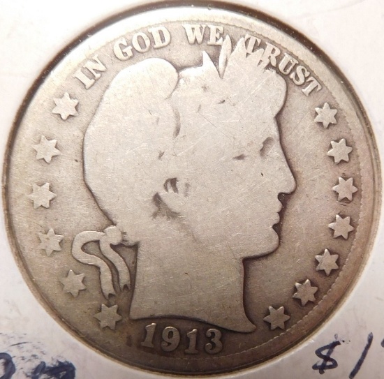 1913-D BARBER HALF DOLLAR GOOD