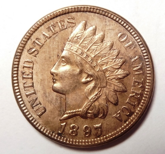 1897 INDIAN CENT GEM BU RED