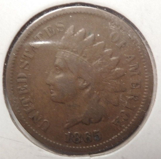 1865 FANCY 5 INDIAN CENT FINE