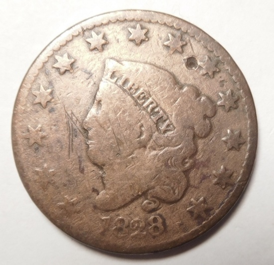 1828 LARGE CENT FINE DETAILS CLEANED