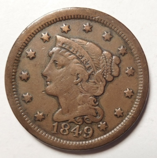 1849 LARGE CENT VF/XF