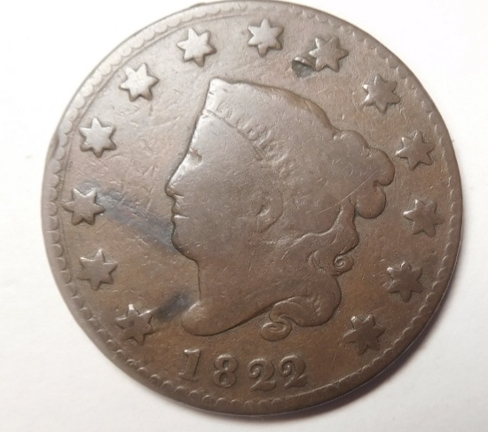 1822 LARGE CENT VG