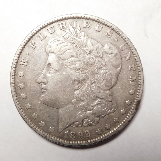 1892 MORGAN DOLLAR CH AU (OBV DAMAGE)