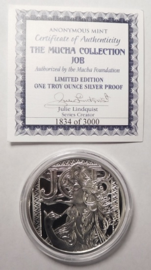 1 OZ. MUCHA COLLECTION SILVER ROUND ENCAPSULATED