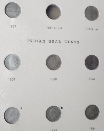 INDIAN HEAD CENT PARTIAL SET VG-AU 49 COINS INCL. 1908-S (MOST ARE HIGHER GRADES IN DANSCO ALBUM).