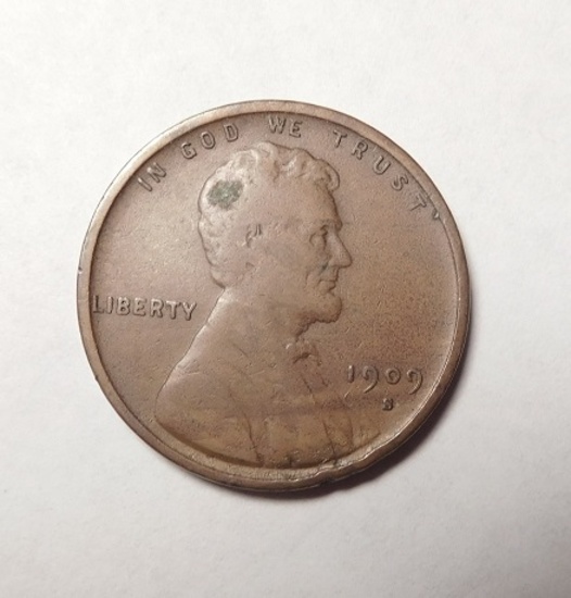 1909-S-VDB LINCOLN CENT XF (OBV. SPOT)