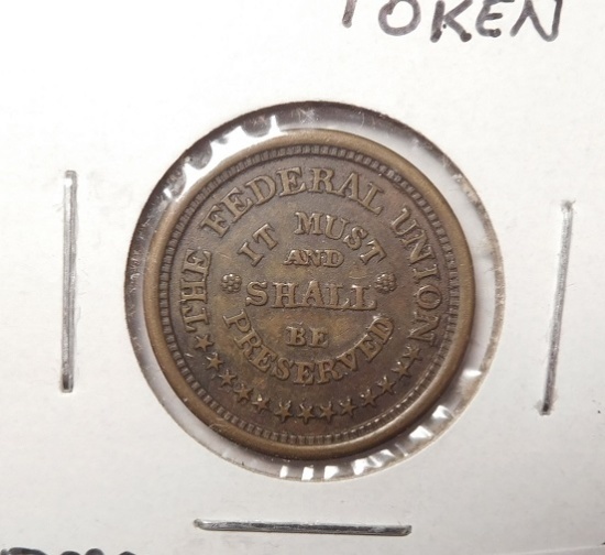THE FEDERAL UNION MUST BE PRESERVED ARMY/NAVY TOKEN AU