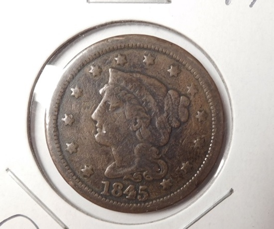 1845 LARGE CENT VF