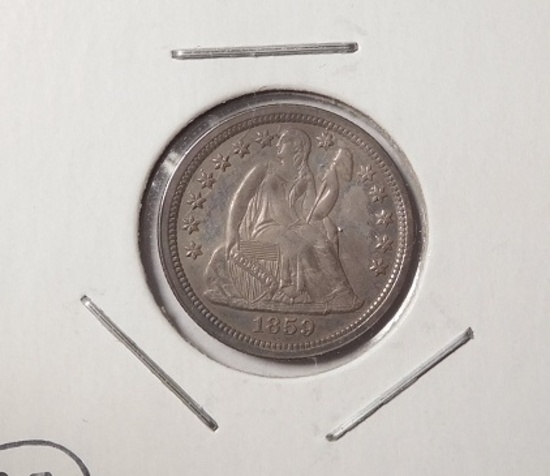 1859 LIBERTY SEATED DIME CH BU