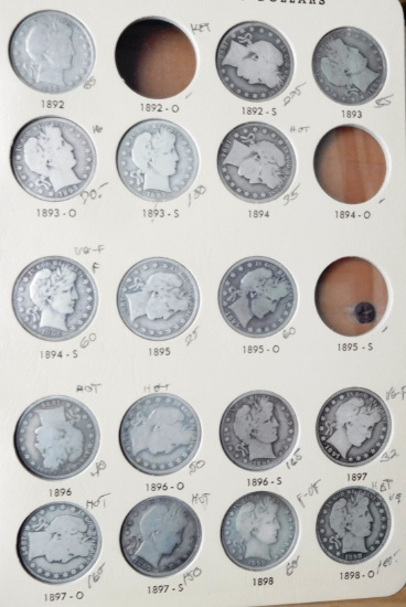 BARBER HALF DOLLAR PARTIAL SET VG-VF  69 COINS (ABOVE AVERAGE SET IN DANSCO ALBUM)