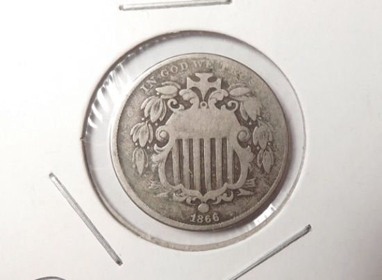 1866 SHIELD NICKEL VG