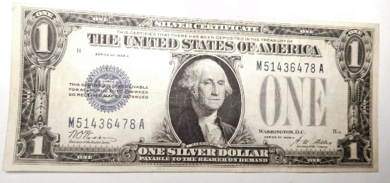 1928-A $1.00 SILVER CERTIFICATE BORDERLINE UNC