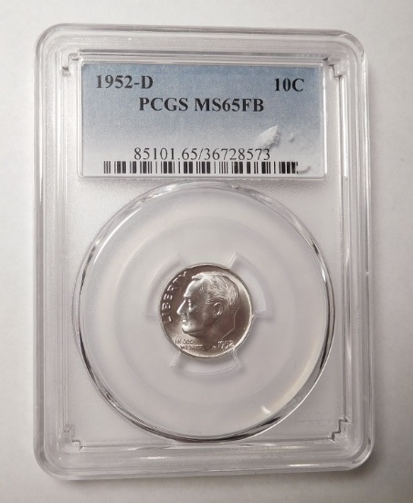 (5) 1952-D ROOSEVELT DIMES PCGS MS-65 FB (ALL LOOK THE SAME-5 COINS)