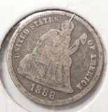 1888-S SEATED DIME VF