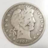 1902-O BARBER HALF DOLLAR VG/F