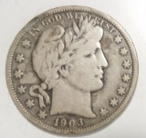 1903-S BARBER HALF DOLLAR FINE