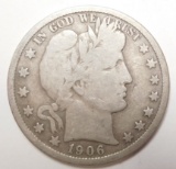 1906-D BARBER HALF DOLLAR VG/F