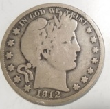 1912-D BARBER HALF DOLLAR VG/F