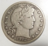 1912-S BARBER HALF DOLLAR F/VF