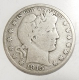 1915-D BARBER HALF DOLLAR VG/F