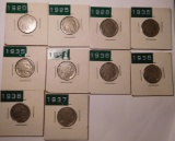 LOT OF 10 MIXED DATE BUFFALOS GD-VF (10 COINS)