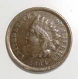 1864 BRONZE INDIAN CENT XF (DAMAGE)