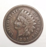 1891 INDIAN CENT XF/AU