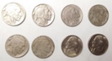 (6) MISC. DATE BUFFALO NICKELS & (2) CH BU 1950-D NICKELS (8 COINS)