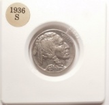 1936-S BUFFALO NICKEL CH BU