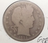 1892-S BARBER HALF DOLLAR GOOD/AG