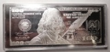 2017 4 OZ. $100.00 DOLLAR BILL SILVER BAR IN VELVET CASE