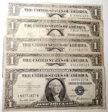 (5) MIXED DATE SILVER CERTIFICATES W/STAR NOTE G/FINE (5 NOTES)