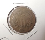 1865 TWO CENT PIECE VG