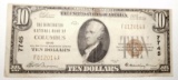 1929 NATIONAL BANK OF COLUMBUS, OH $10.00 NOTE VF