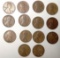 LOT OF (14) 1915 LINCOLN CENTS VG/VF