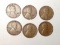 LOT OF (6) 1929-S LINCOLN CENTS VF/XF