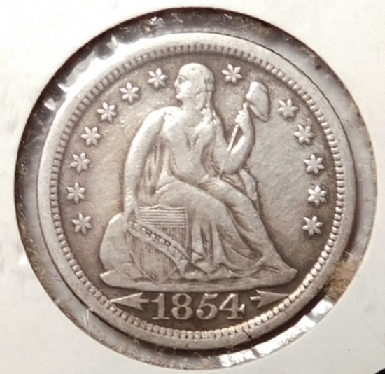 1854-O LIBERTY SEATED DIME VF