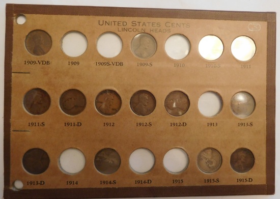 BEAUTIFUL LINCOLN CENT SET 1909-1958 IN OLD NATIONAL RING BINDER (140 COINS VG-BU)