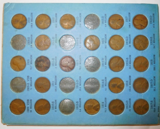 LINCOLN CENT PARTIAL SET AVE. CIRC.