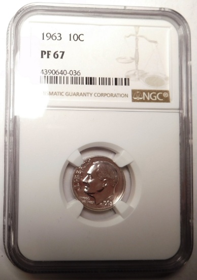 1963 ROOSEVELT DIME NGC PF-67