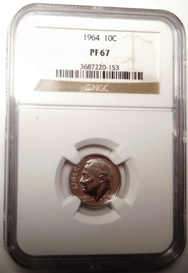 1964 ROOSEVELT DIME NGC PF-67