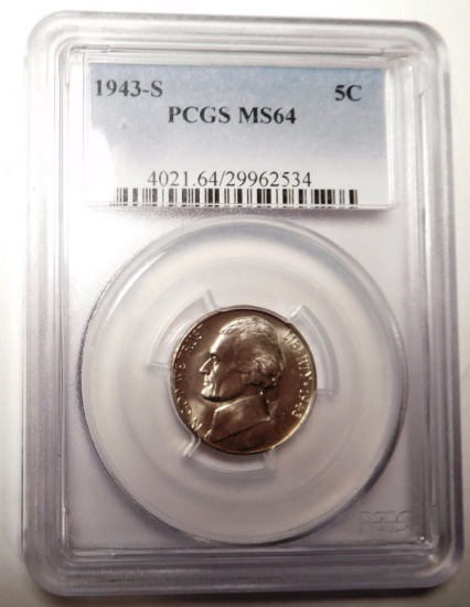 1943-S JEFFERSON NICKEL PCGS MS-64