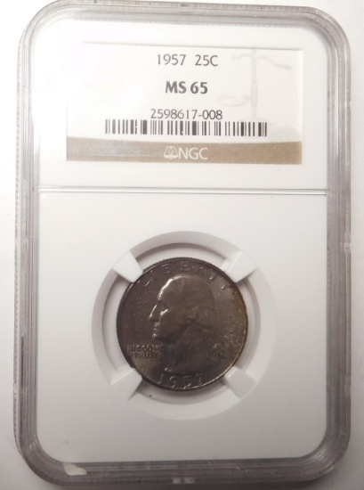 1957 WASHINGTON QUARTER NGC MS-65