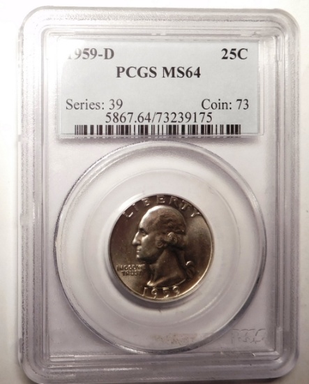 1959-D WASHINGTON QUARTER PCGS MS-64