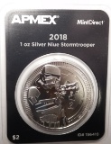 (11) 2018 APMEX STORMTROOPER 1 OZ SILVER ROUNDS (11 COINS)