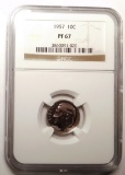 1957 ROOSEVELT DIME NGC PF-67